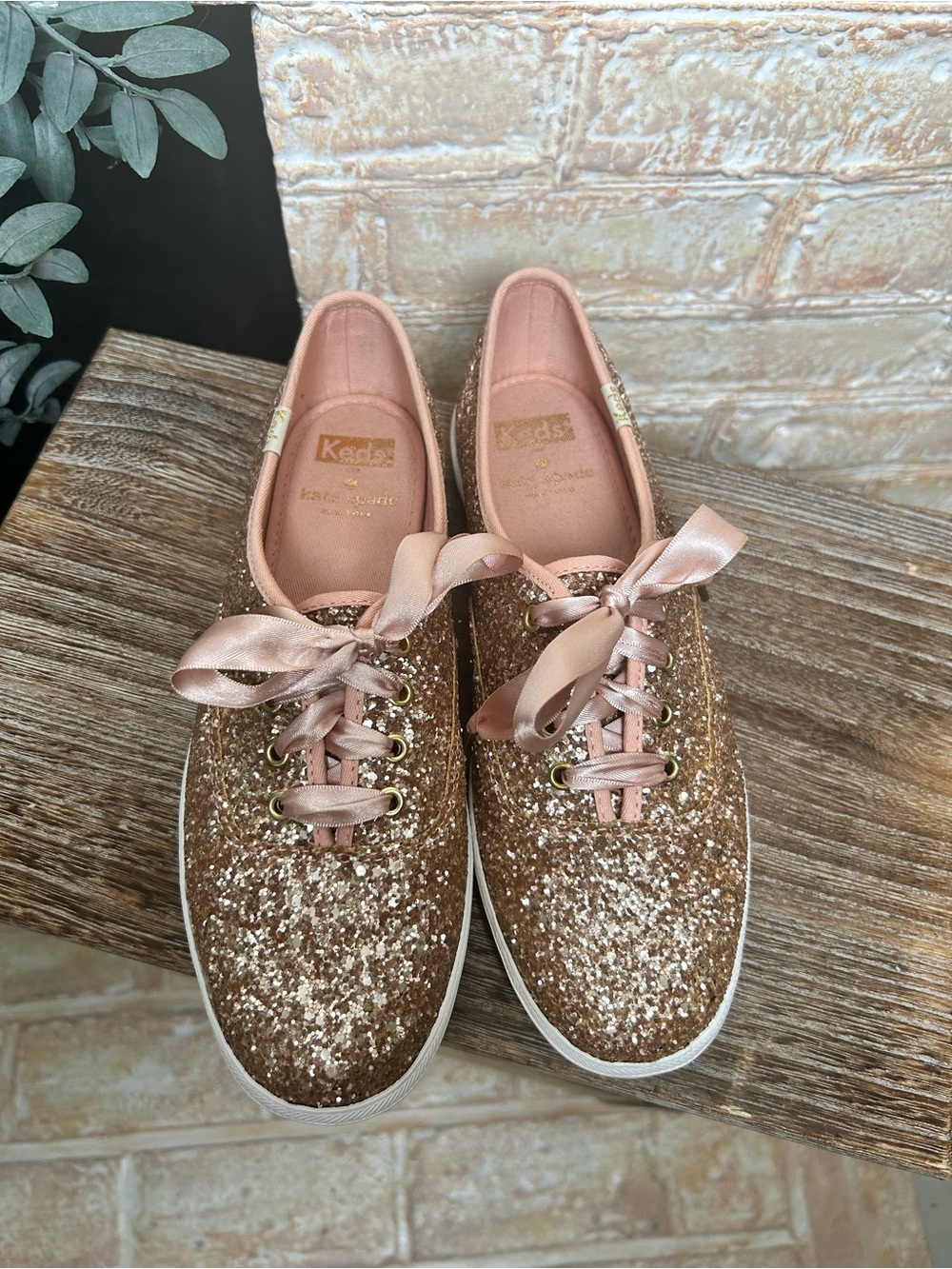 Keds x Kate Spade New York Champion Glitter Sneakers Rose Gold Size 6.5 #41 - Picture 5 of 10